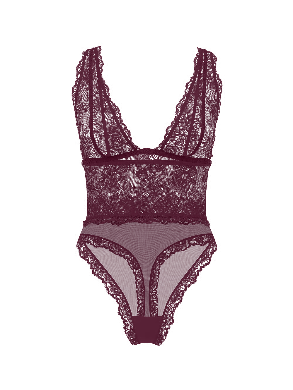 Sheer Rose Plunge Bodysuit (Victoria's Secret)