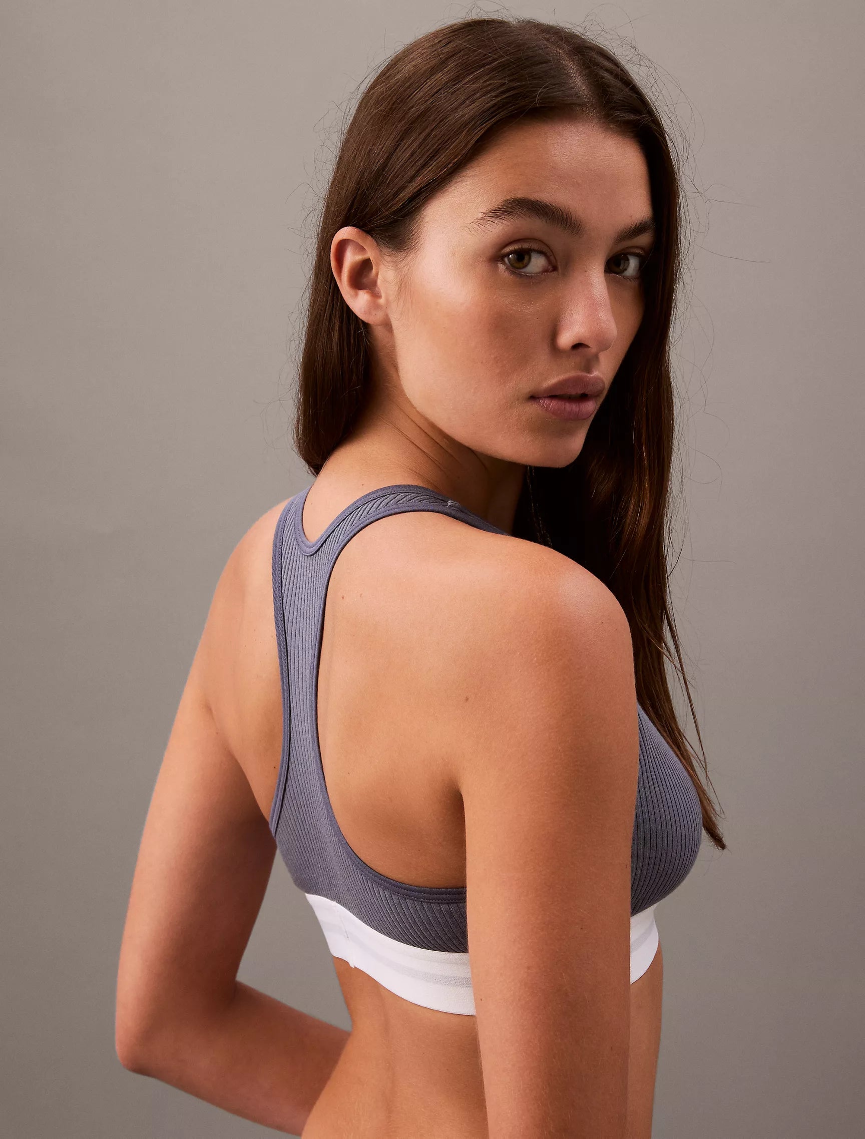Cotton Modal Stretch Rib Lightly Lined Bralette + Thong (Calvin Klein)