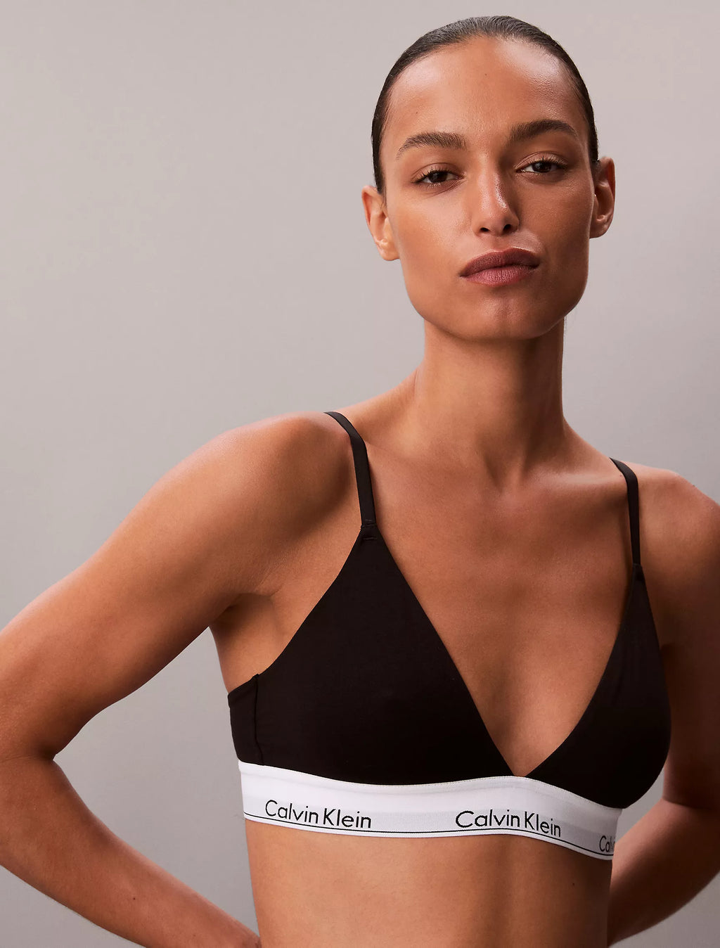 Icon Cotton Modal Lightly Lined Triangle Bralette + Thong (Calvin Klein)