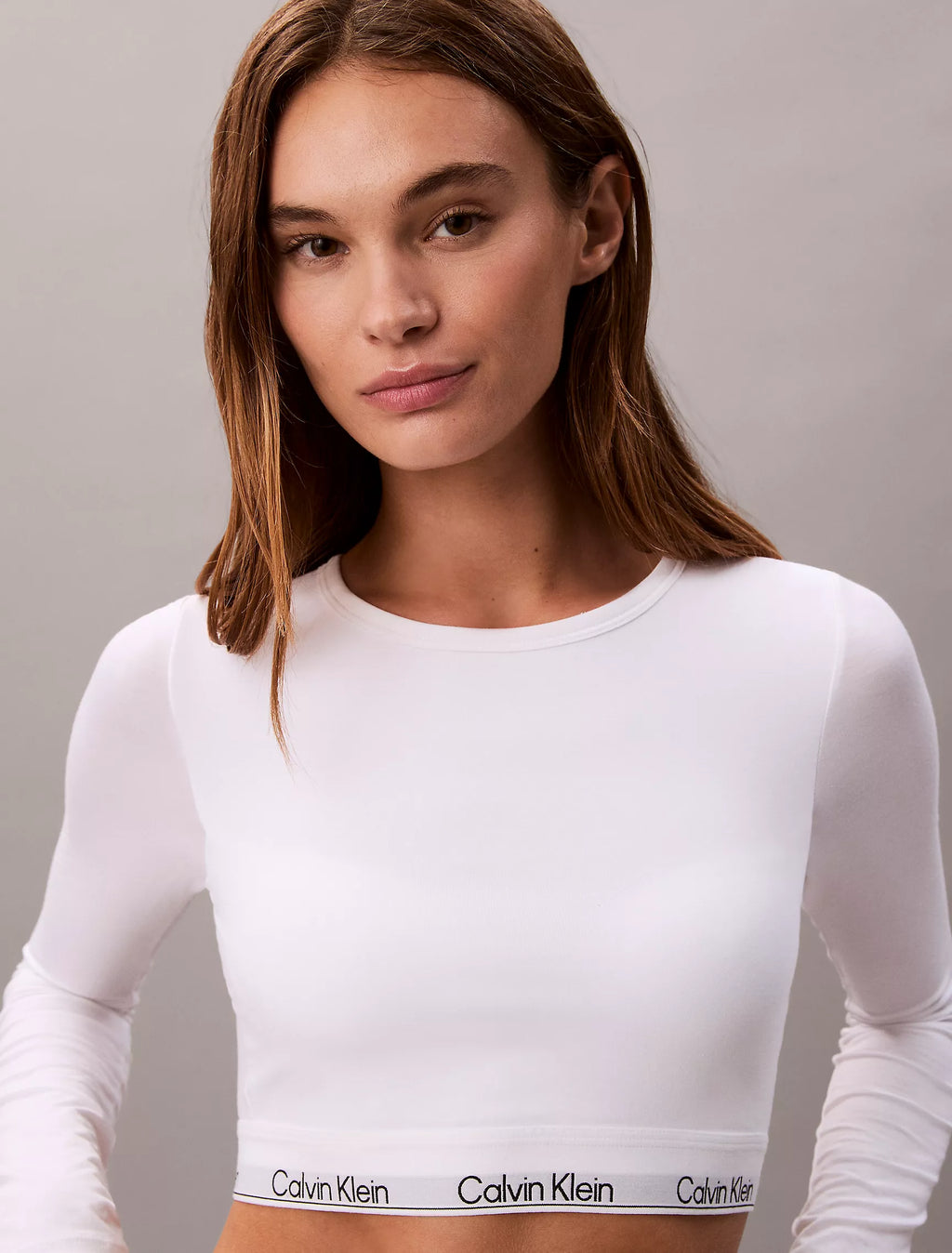 Icon Cotton Modal Lightly Lined Long Sleeve Tee Bralette + Thong (Calvin Klein)